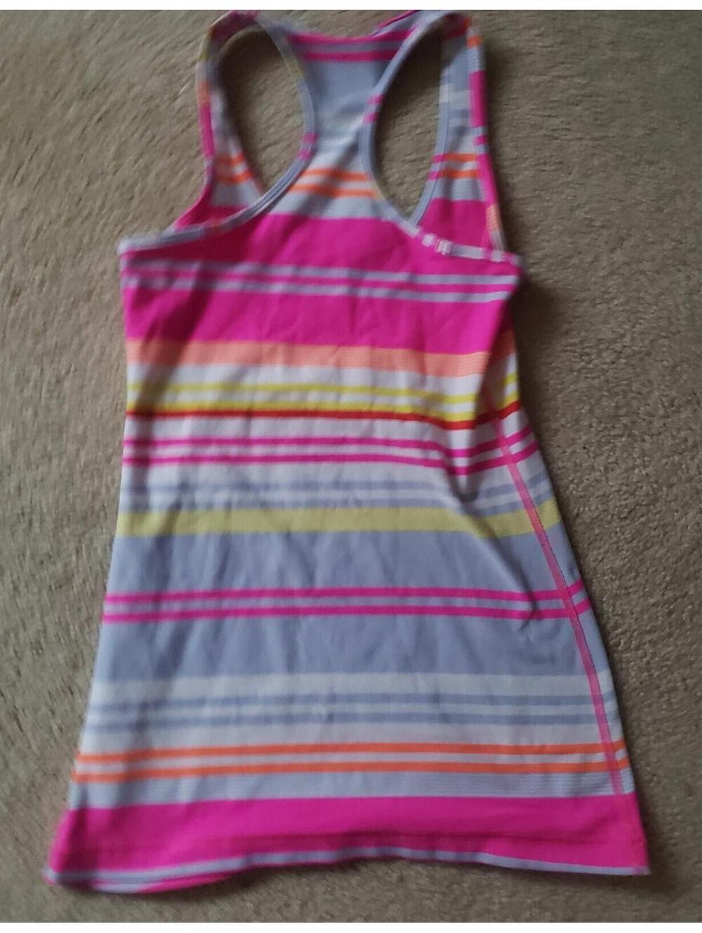 Lululemon Hot Pink stripe Tank top sz 8